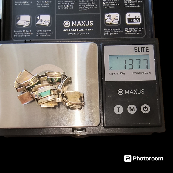 Vintage Taxco Signed Sterling Silver & Abalone Link Bracelet Size 6 1/2 - Picture 9 of 10